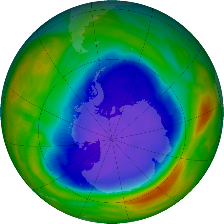 Antarctic ozone map for 01 October 1987